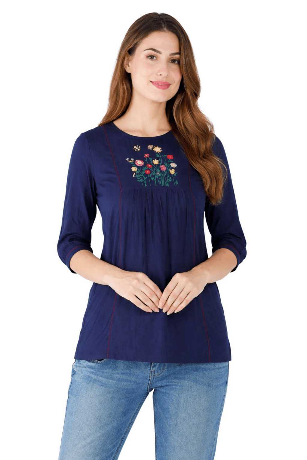 ONEFIT GIRLS TOP  3/4 SLEEVE NAVY